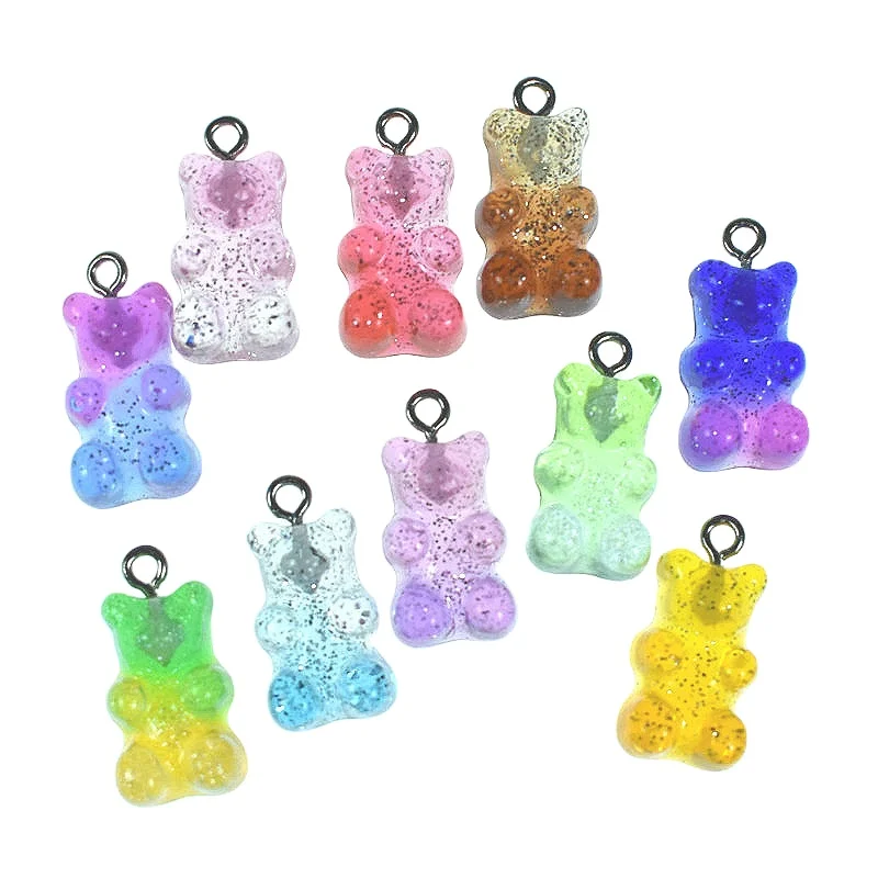 

Wholesale custom DIY plastic accessories pendants charm resin gradient simulation mini teddy bear pendant