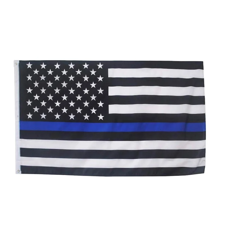 

Ready To Ship American USA Thin Blue Line Police Flag 3x5 polyester Bright Color Double Stitching