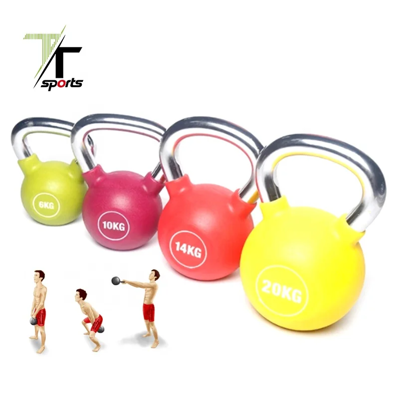 

TTSPORTS Hot Sports Equipment 20Kg 40Kg PU Coated Kettlebell With Chrome Handle For Home Fitness, Blue,pink,black,hot pink,yellow,silver,green & customized color