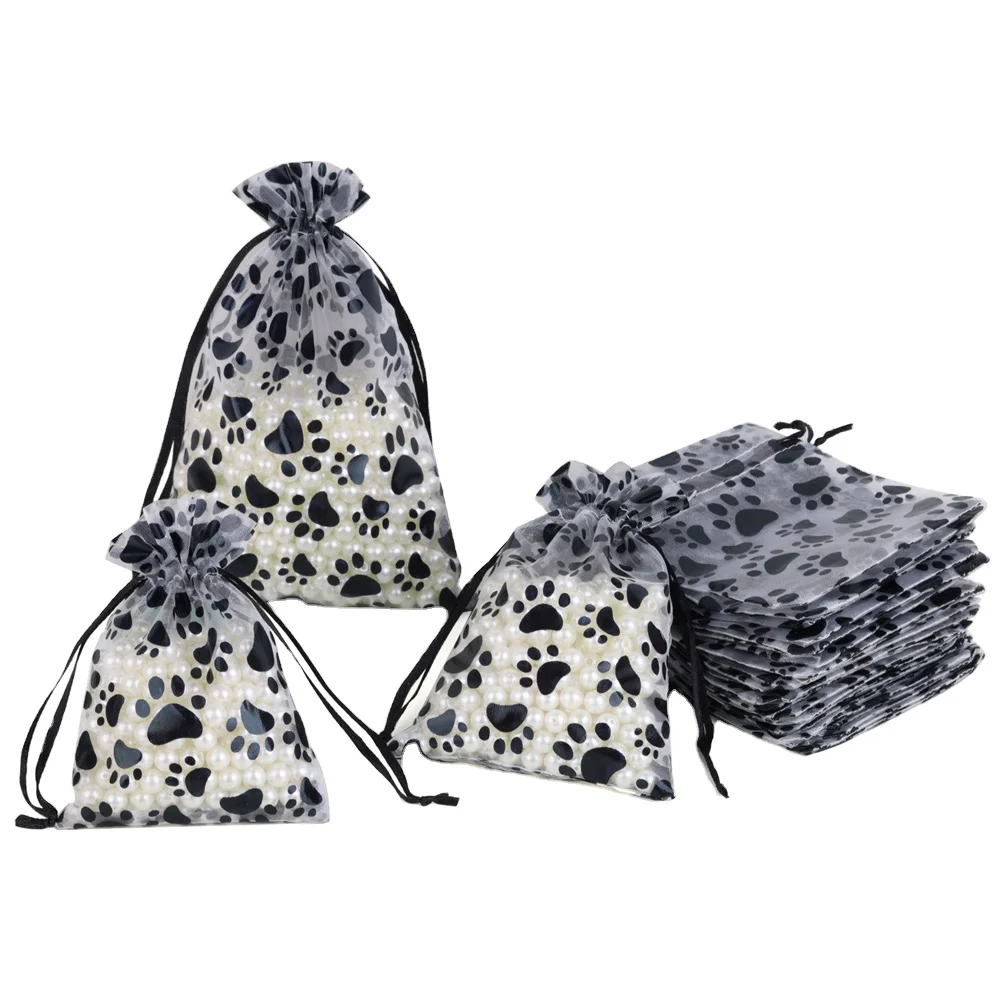 

10x15cm Cat Claw Print Organza Pet Bags