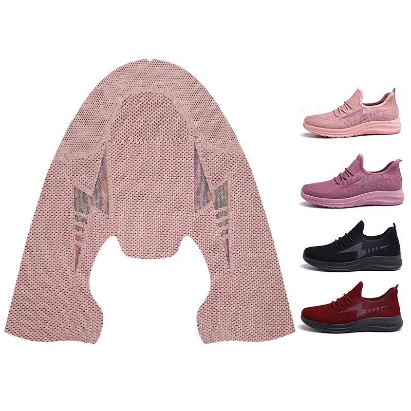 

China Factory Wholesale Pink Fly knitting Fabric running shoes upper casual vamp material upper fabric shoe uppers, Customized color