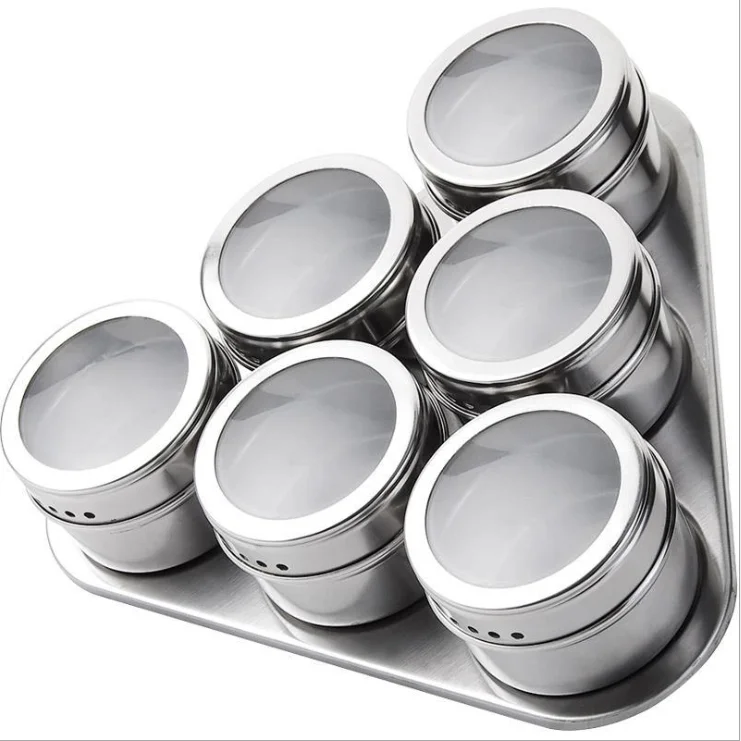 

Magnetic Spice Jar Set 6pcs Seasonings Containers and Condiments Set magnetic spice jar