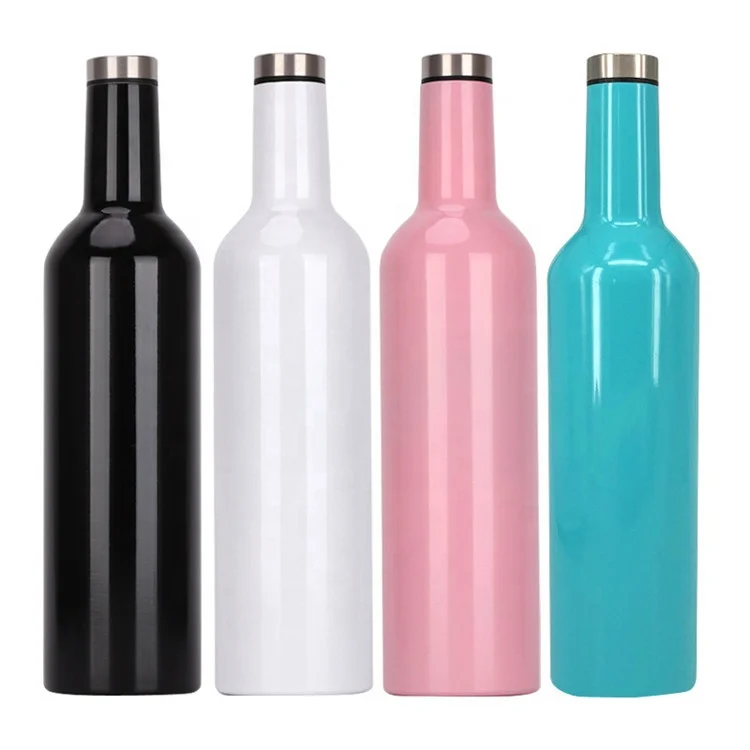 

25oz /750ml double wall stainless steel vacuum flask Travel wine bottle Triple Insulated Outdoor Spirit & Wine Growler, Steel ,white,blue,pink,black