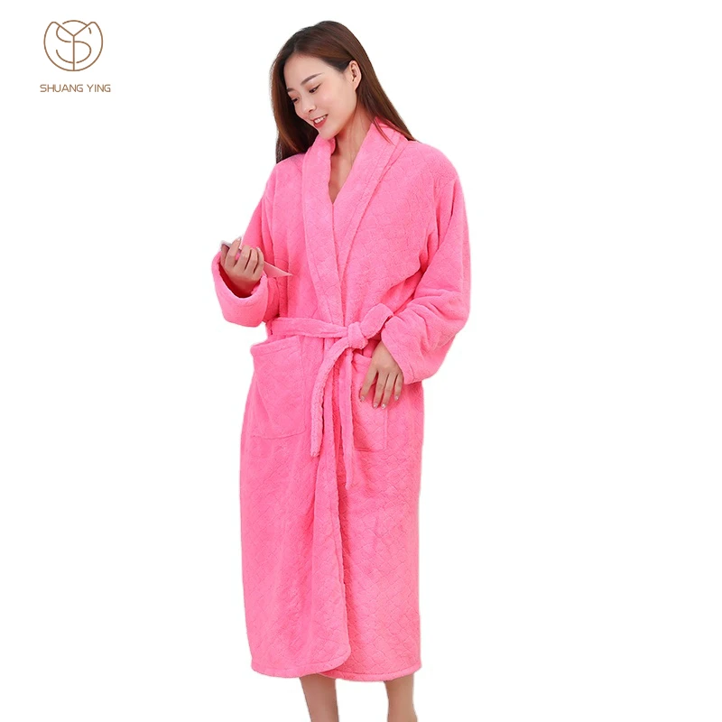 

Factory wholesale custom thick Coral Fleece fluffy womens' bathrobes winter luxury bathrobes, Colors
