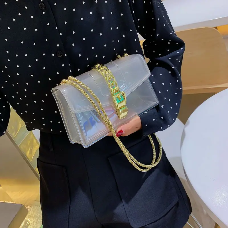 

Waterproof graffiti rainbow color Transparent bags famous brands designer jelly bags handbags for female