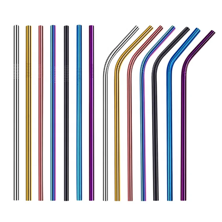 

Amazon Top Seller 2021 Reusable Metal Drinking Stainless Steel Straws With Customized Color Logo Packing