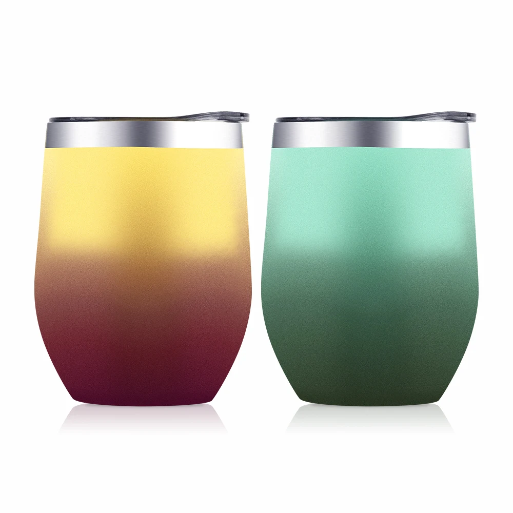 

New Color Changing Style 12oz Eggshell Shape Double Wall Stainless Steel Vacuum Insulated Coffee Beer Mug with Lid, Customized color