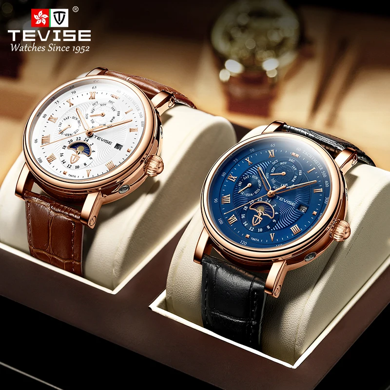 

Tevise T867A 2021 new model automatic mechanical men watch luxury leather watch