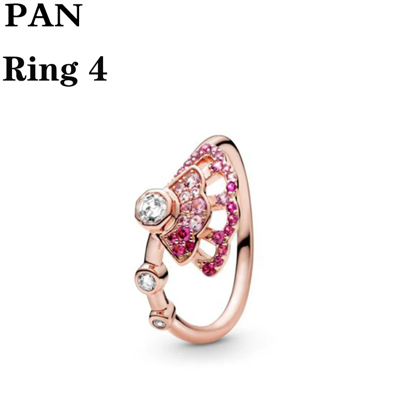 

FAHMI 925 Silver Rose Gold China Exclusive Pink Fan Ring Female Fit Girl Original Woman's Jewellery piercing jewelry