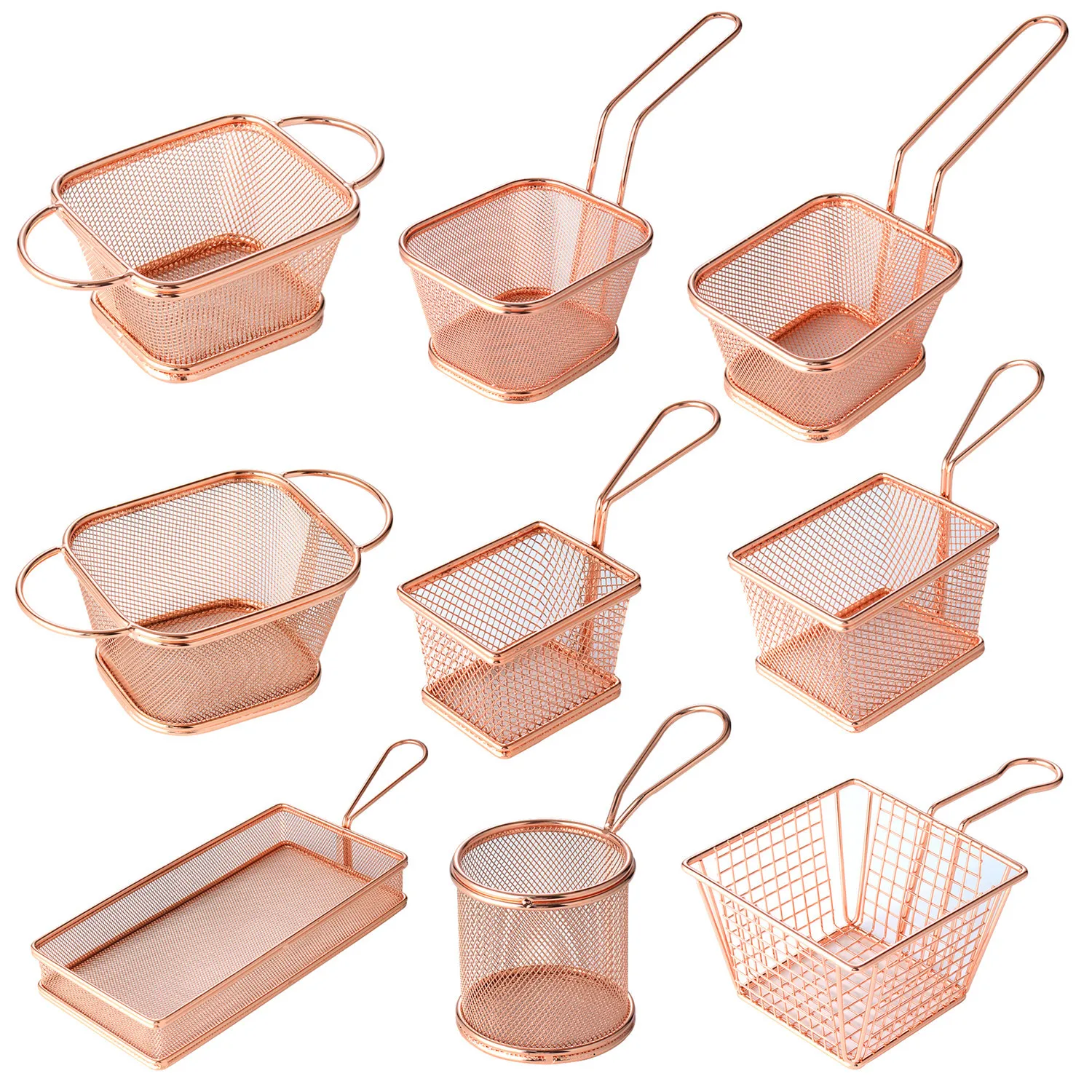

Hot Sale Kitchen Gadgets Summer 304 Stainless Steel French Fries Serving Basket Frying Basket