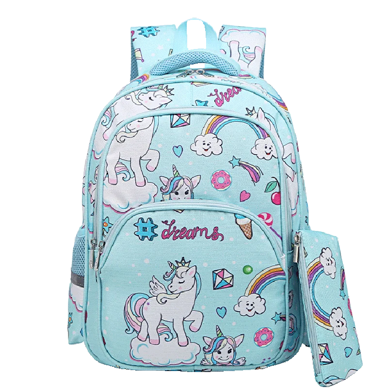 

2-pcs Cute Unicorn Kids Bag Pack Toddler Girls Bookbags Shoulder bag with casual small purse, Various colours