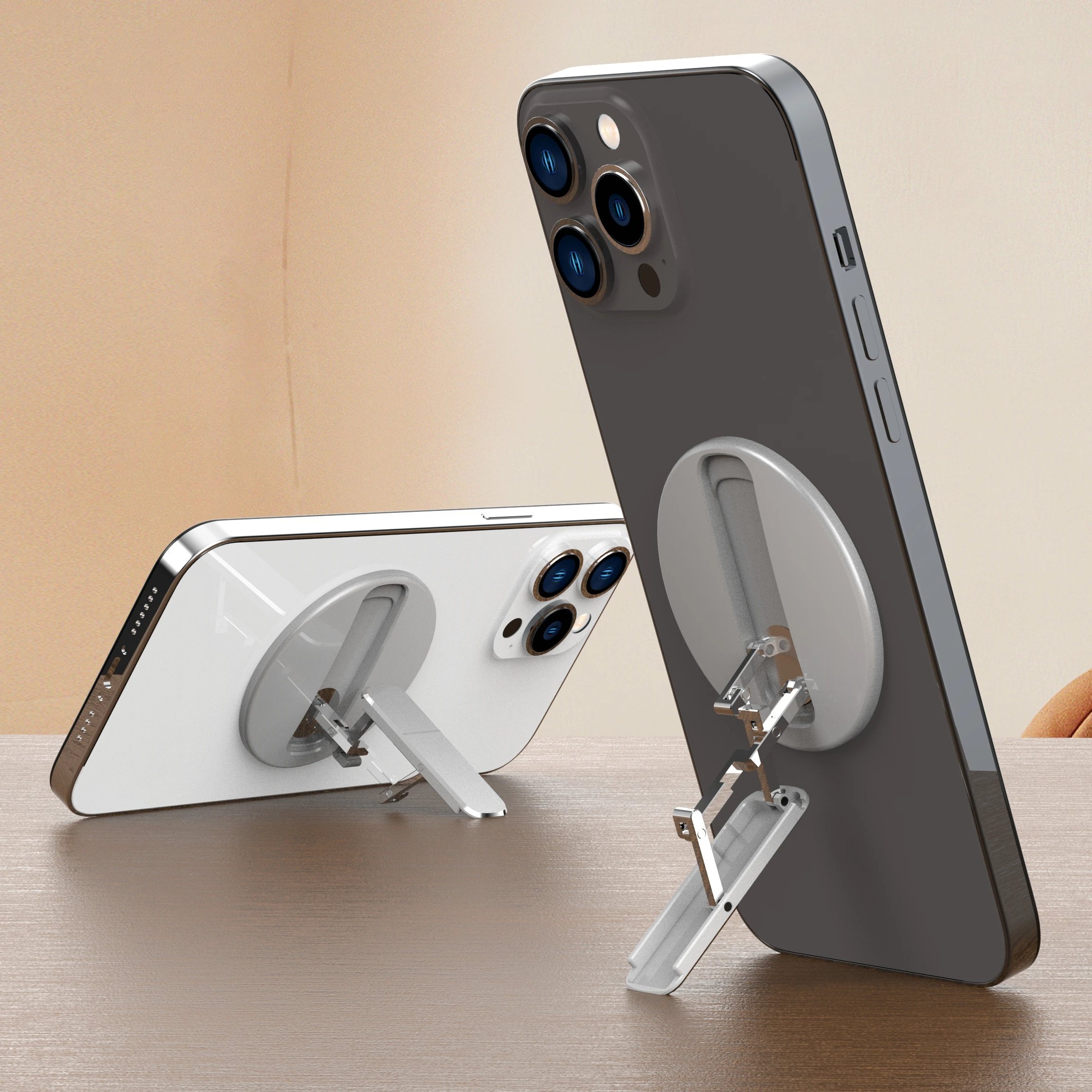 

Aluminium Alloy Cell Phone Holder Magnetic Desk phone holder stand Folding with kickstand