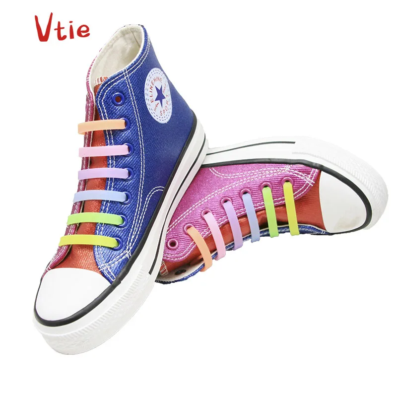 

Factory wholesale 2021 new high quality elastic silicone lazy no luminous laces vtie, 7 colors