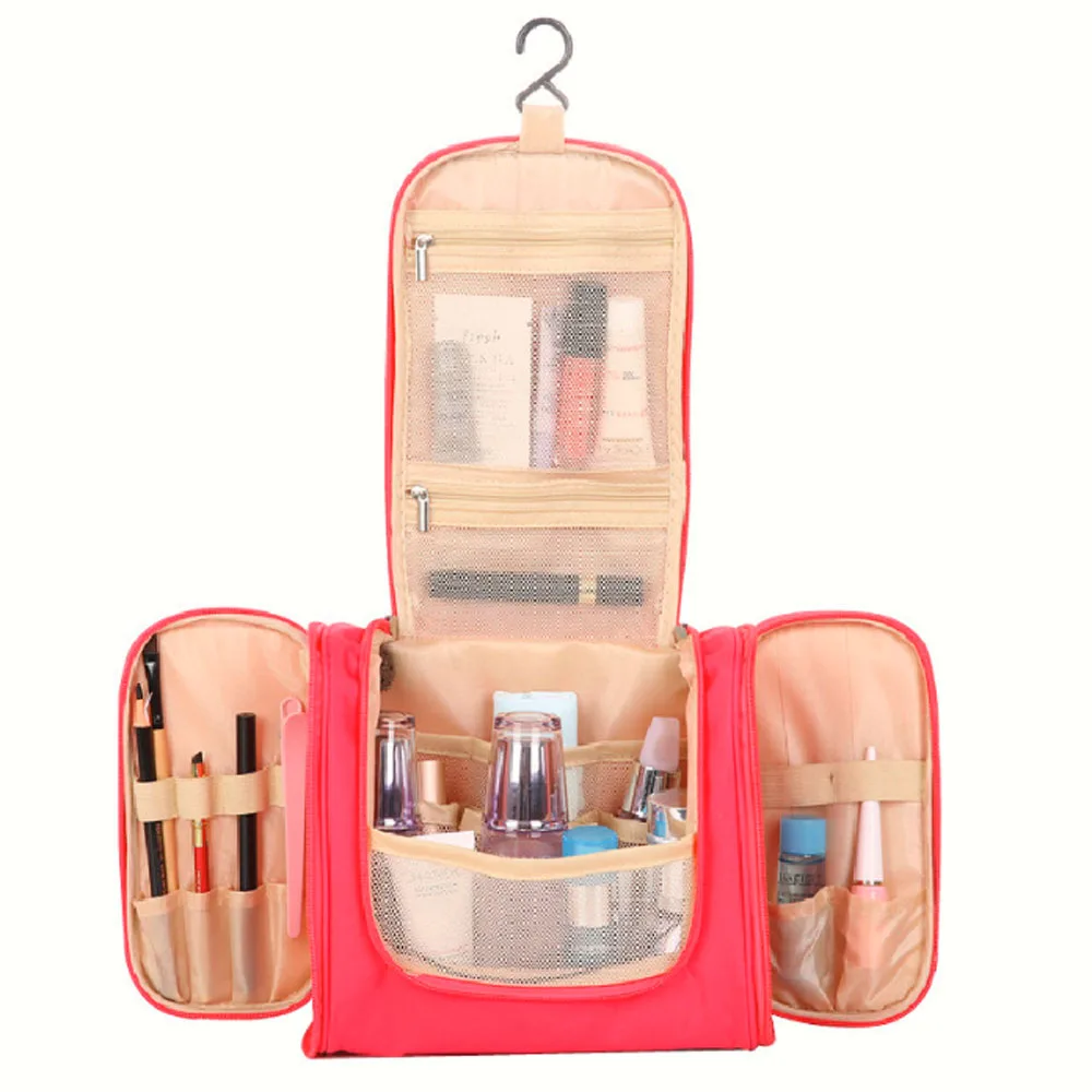 

Wholesale Practical Hook Multi Compartment Solid Makeup Storage Tote Travel Bag For Girls, Multi, customised