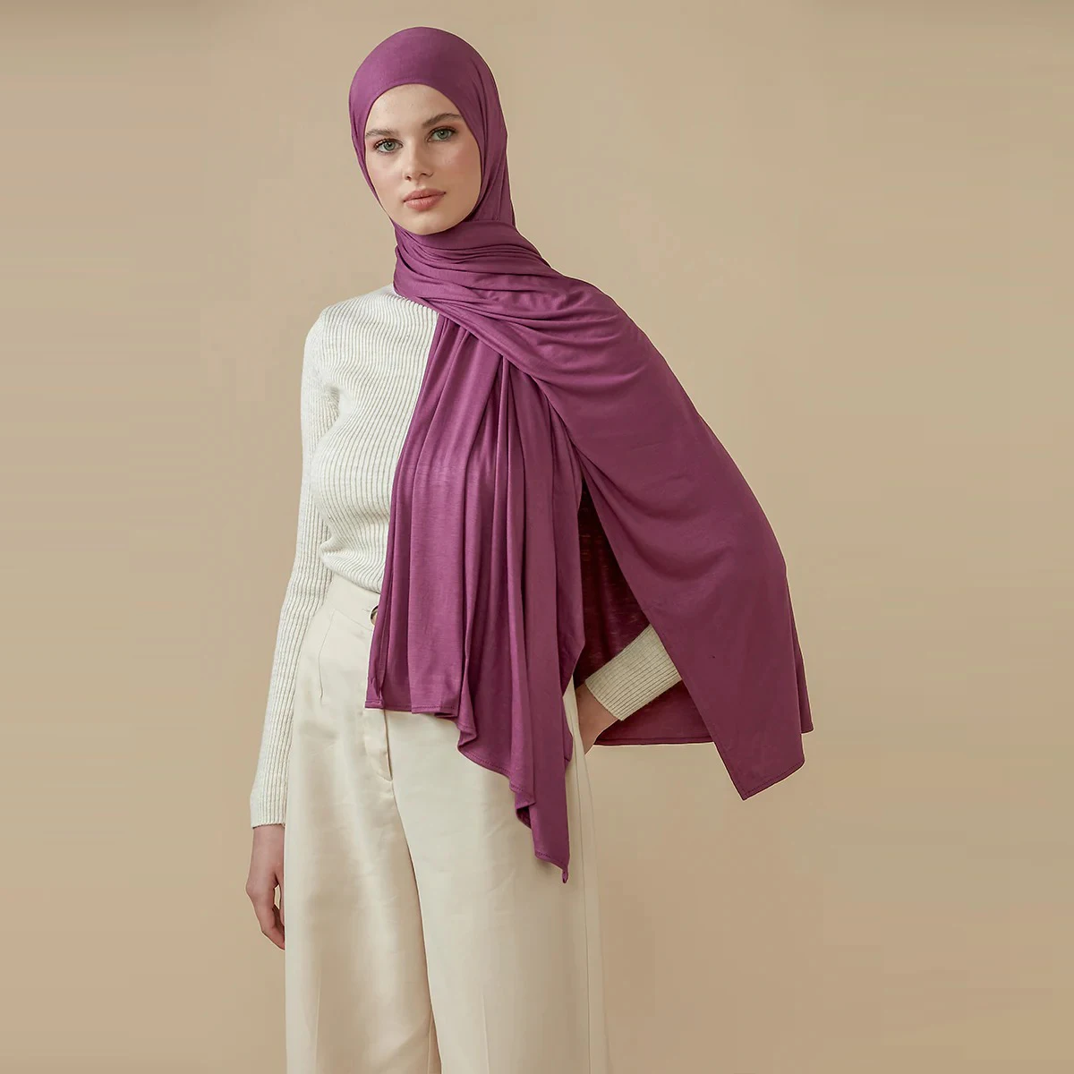 

2023 jersey hijab Scarf Women Hijab Wholesale Jersey Muslim Light Color Hijab jersey shawl premium cotton