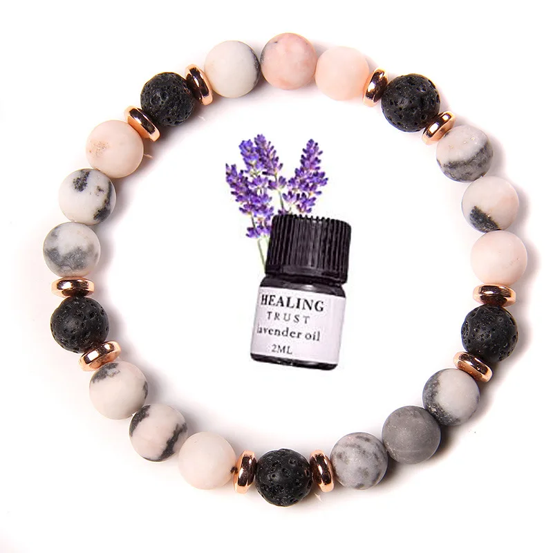 

8MM Plain Natural Gemstone Men Women Bracelet High Quality Amazon Wish Hot Selling Black Lava Stone Oil Diffuser Bracelet