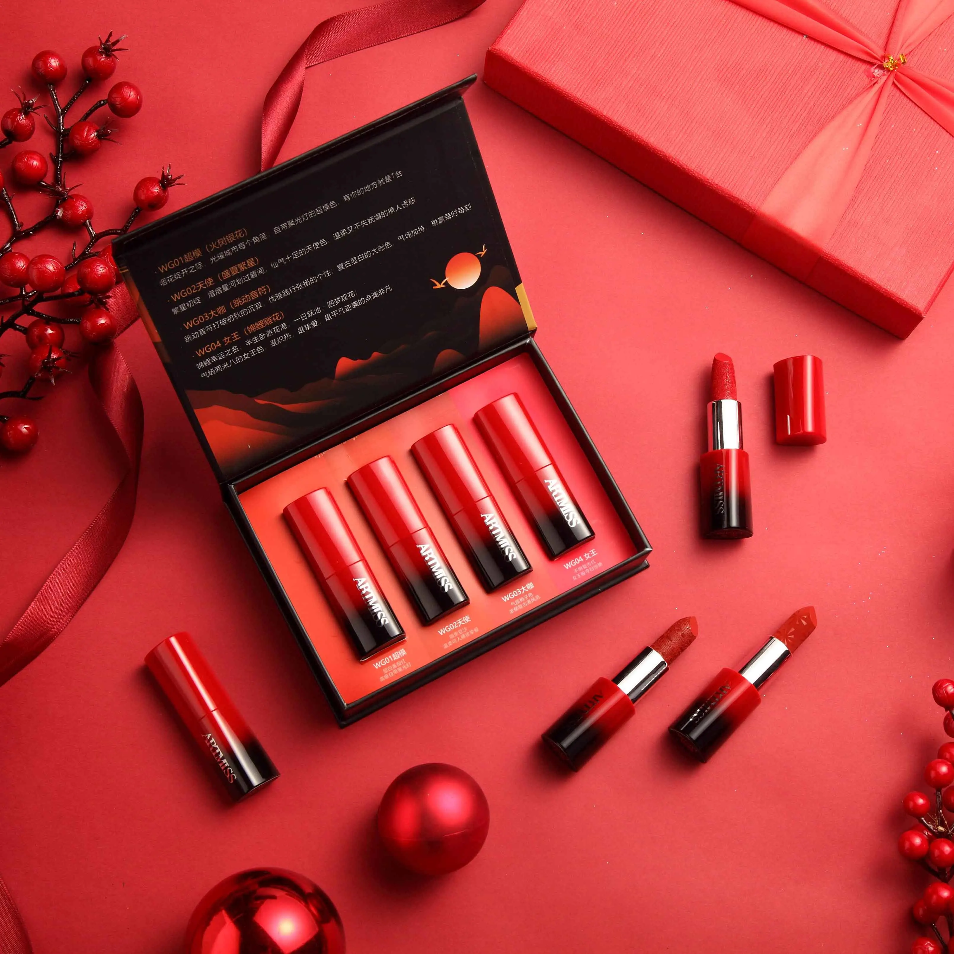 

2020 Hot sexy lipstick wholesale 4 colors set long lasting high pigment soft texture matte lipstick