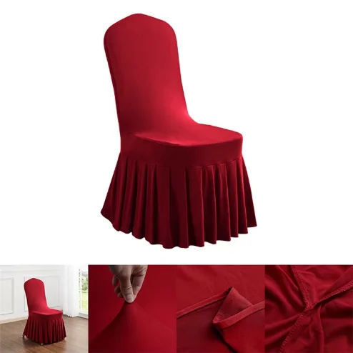 White Polyester Chair Slipcover Elastic Washable Chair Cover for Wedding Hotel Banquet Meeting