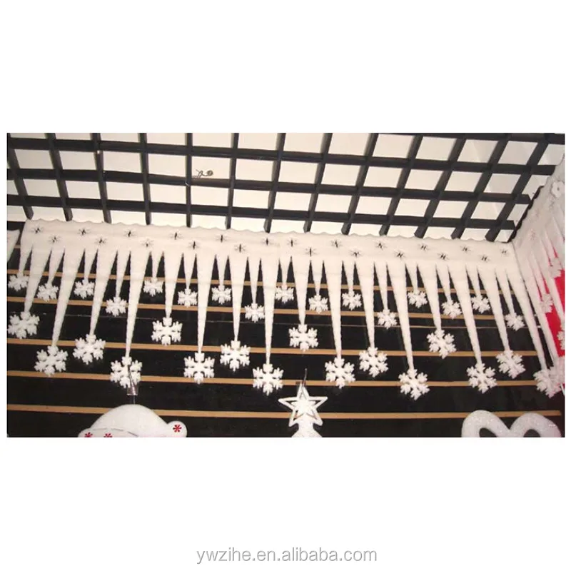 2pcs/lot Foam Ice Strip Icicle Snowflake Pendant Decorations Merry Christmas Ornaments Snow Navidad Natal Decor for Wall White