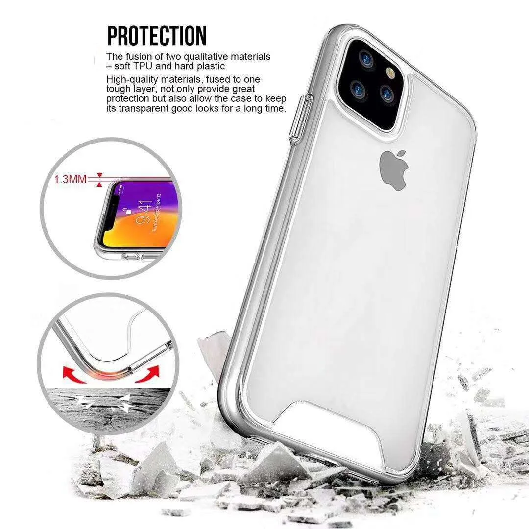 

SPACE Transparent armor Case for iPhone11 11Pro Max XS Max X XR For iPhone 6 6S 7 8 Plus Shockproof hard case Funda Coque