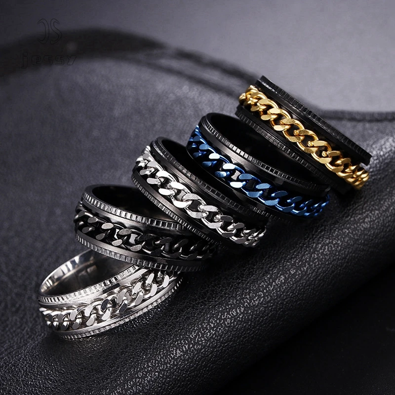 

Jessy Jewelry 2020 Wholesale Minimalist Personalized Trendy Stainless Steel Couple Rings Mens Ring, Black+ black/ black+ silver/ black+ blue/ black+ gold/ silver+ silver
