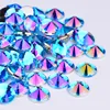 Fashion 4mm 5mm 6mm 10mm Blue AB Rivoli Crystal Flatback Round Acrylic Gems DIY Face Rhinestone Stickers for Nail Art Decoration