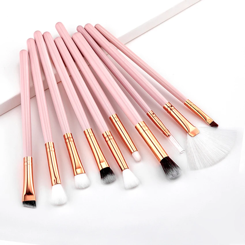 

wholesale squirrel look professional synthetic pearly handle 10 pcs makeup brush set, Gold