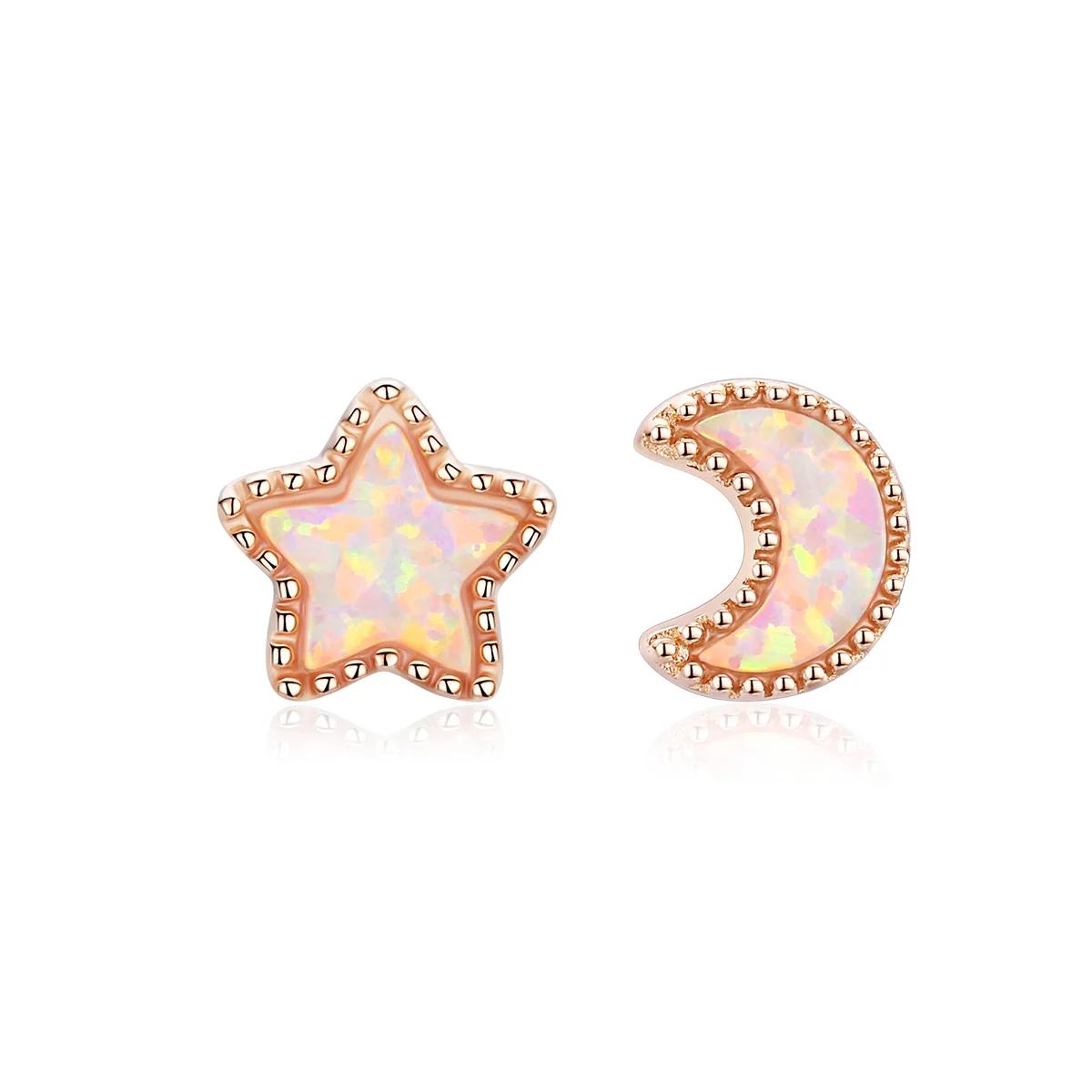 

Sterling silver S925 stud Rose gold Plated Star Moon earrings simple fashion female earrings, Silver, gold, rose gold