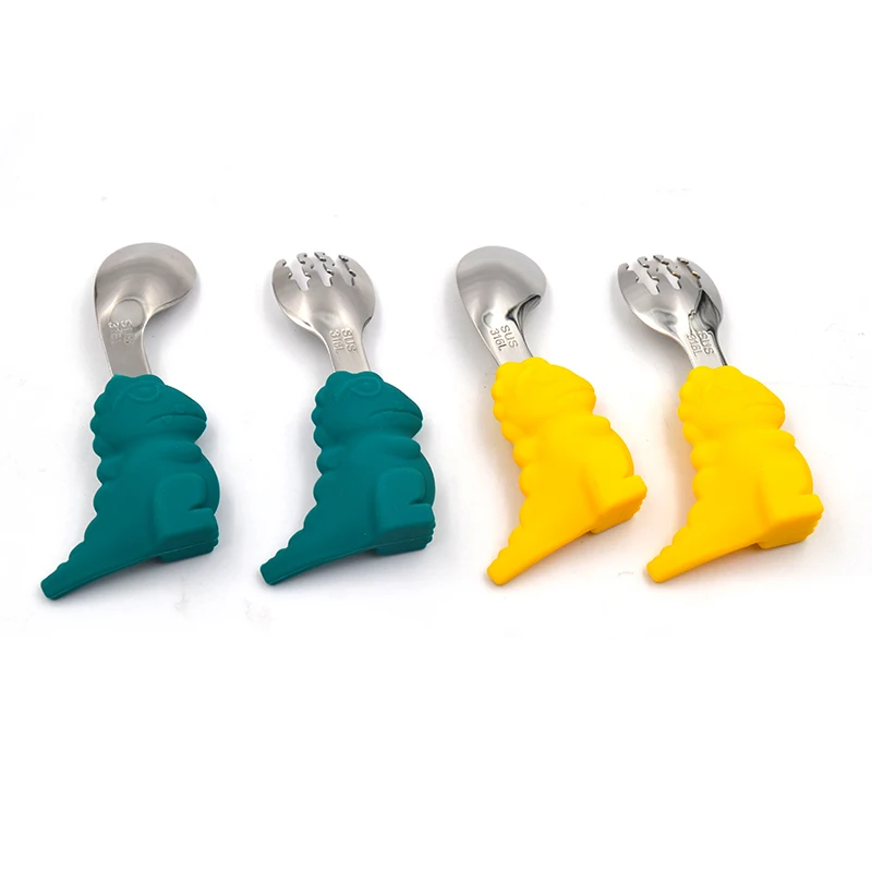 

stainless steel silicon baby travel cutlery