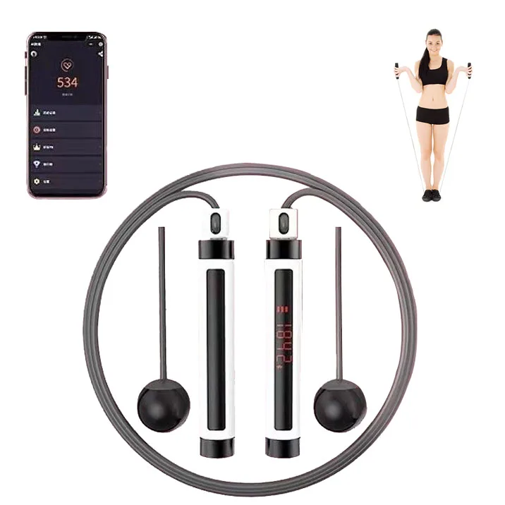 

New Design led digital skipping Rope with counter Smart Digital Jump Skip Rope with App, Black, white