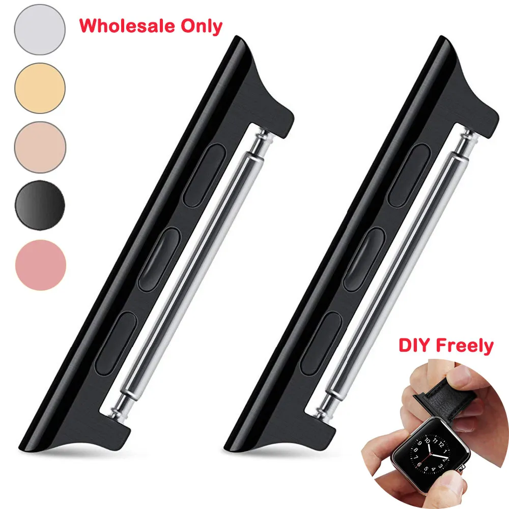 

Stainless steel Sping bar Adapter Connector For Apple Watch series6 5 4 3 2 band Wholesale for apple watch Adapter Connector, Rose gold/gold/silver ect.