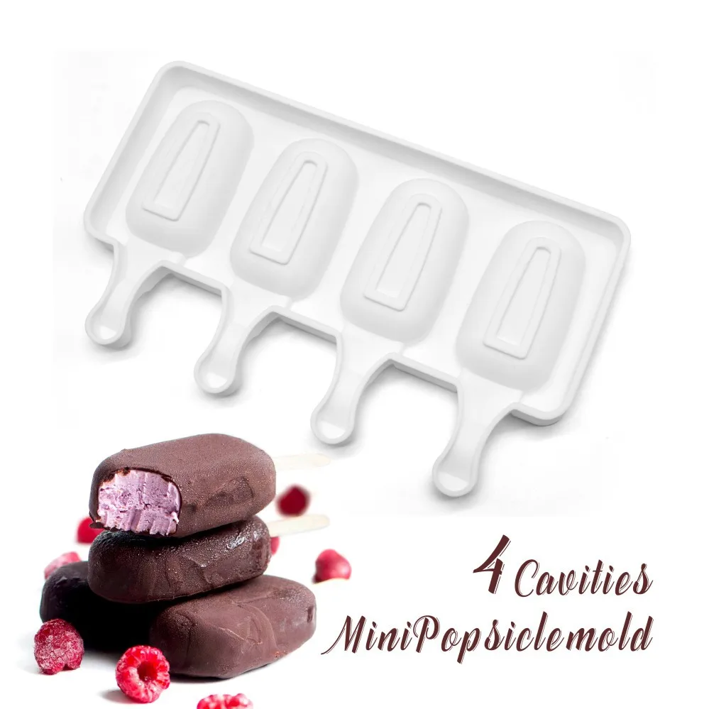 

Hot Sale 4 Cavities White Mini Silicone Mold Ice Cream