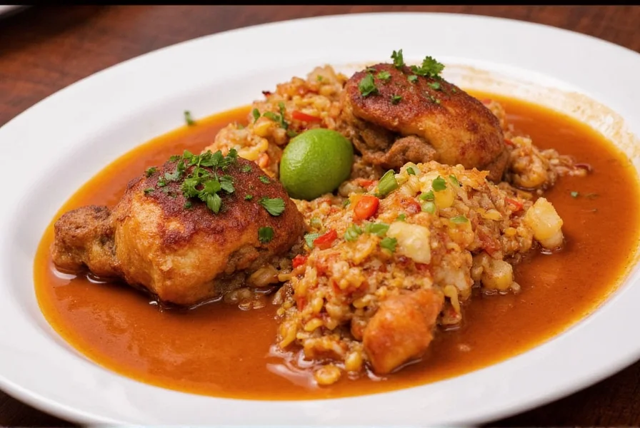 Finished pollo pibil chicken on plate