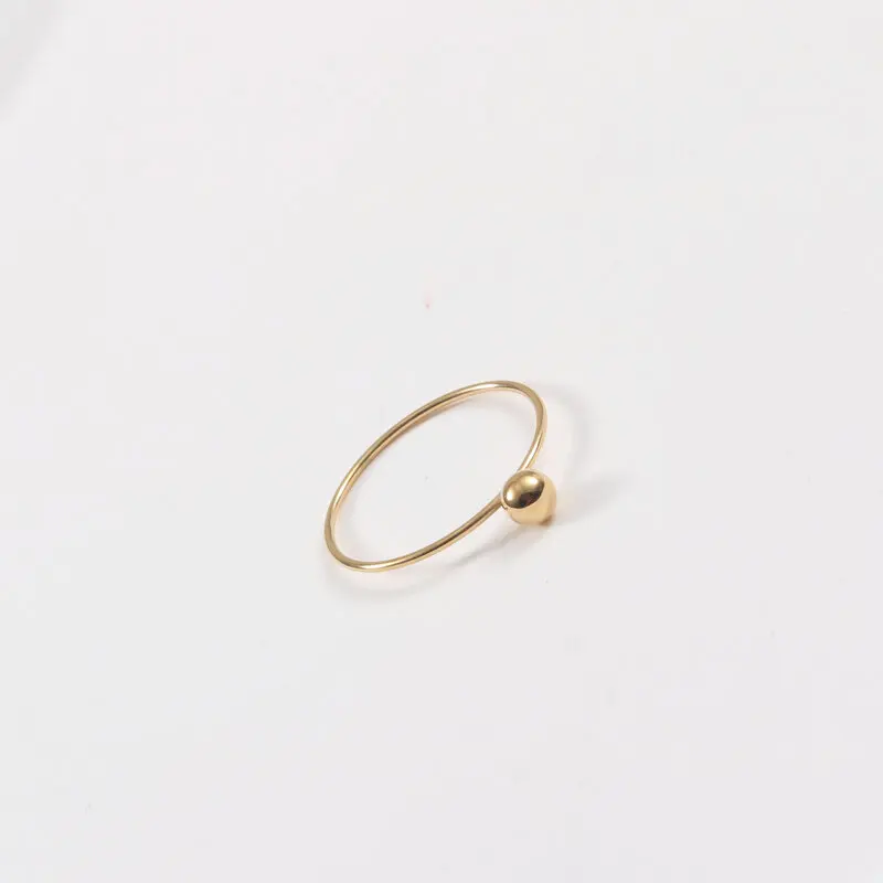 

Joolim Jewelry 18K Gold Plated Stainless Steel Lines Little Ball Super Fine Dainty Rings for Women