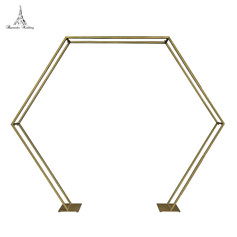 

Double Circle Polygonal Wedding Metal Arch Gold Stand Decoration