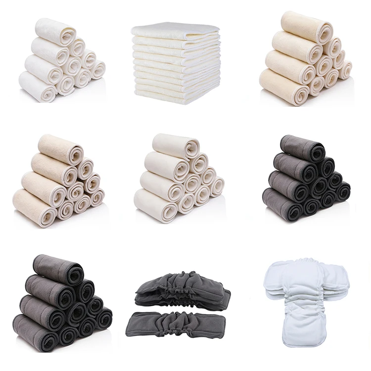 

Ecologic soft absorbent baby nappies liners 4 layers bamboo fiber cloth diaper inserts, Natural