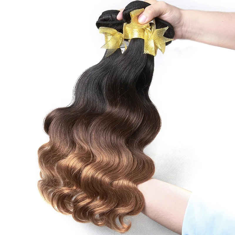 

Mellow Waves 2021 Malaysian Human Hair double weft body weave Bundles 12A T1B/4/27 ombre Color hair Weaving vendor for women