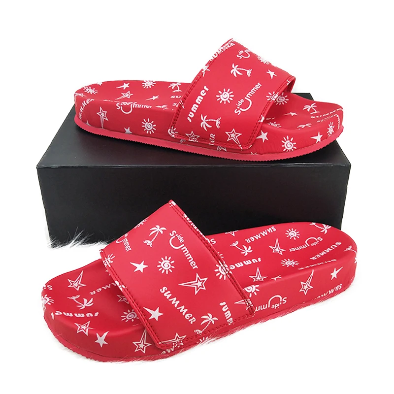 

Brand Hd Embossed Logo Custom Slipper Rubber Ladies Slippers Men Slide Sandal Customized Pvc Footwear