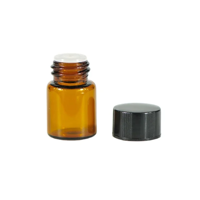 

Amber 2ml 24pcs essential oil bottle set refillable screw top bottle cap