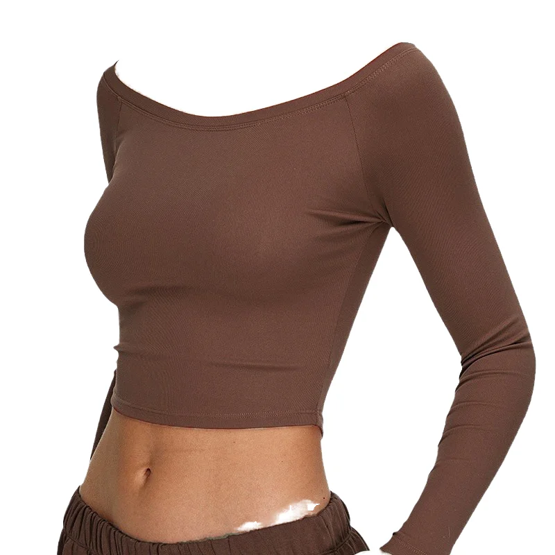 长袖吸汗Spandex Nylon瑜伽Top