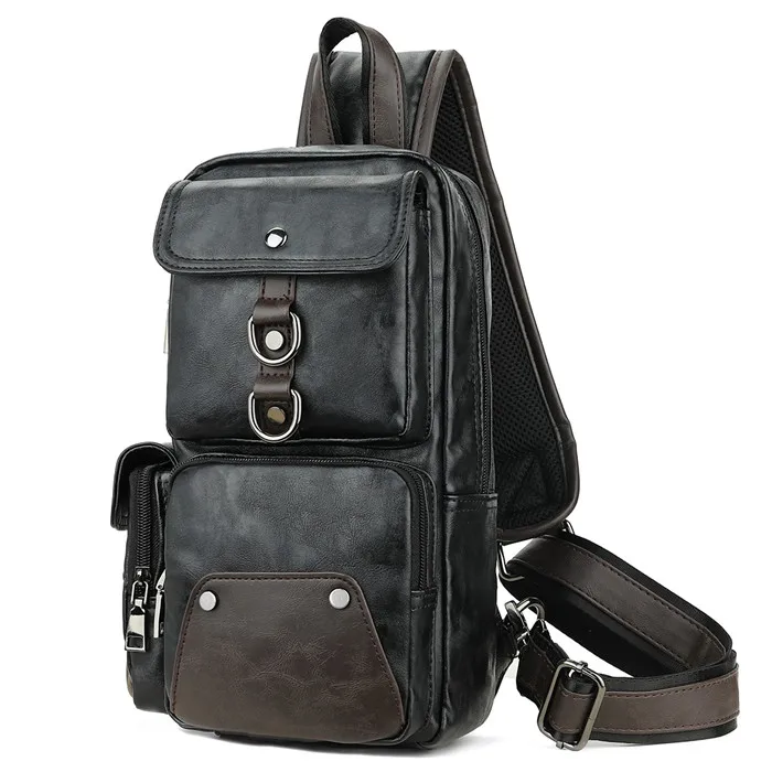 

New Vicuna Polo Brand Logo Custom Fashion Chest Bag Korean Style High Quality PU Leather Cross body Bag for Men