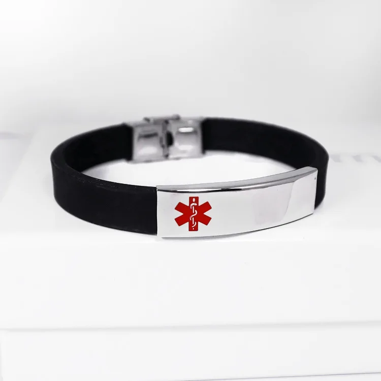 

Fashion stainless steel mesh adjustable medical custom logo sign bracelet