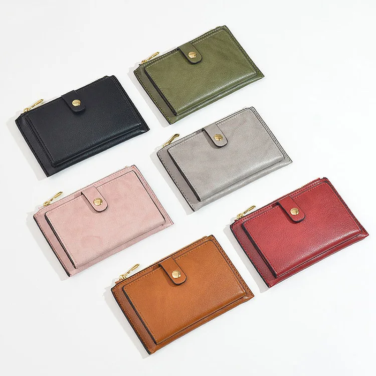 

W439 Simple Solid Color PU Leather Multi-function Card Holder Wallet Rfid Carteira Feminina