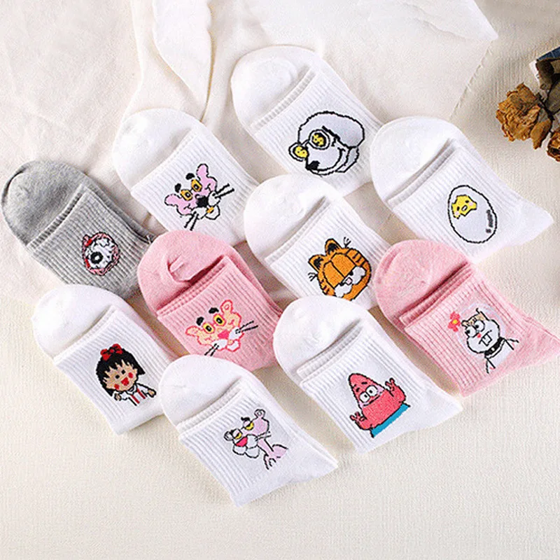 

WIIPU New products for autumn and winter cartoon animation socks Ladies pure cotton tube socks Sports casual women socks