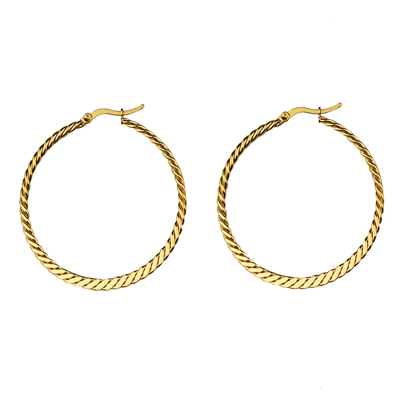 

2021 Chunky Twist Huggie Earring Stud 14K Gold Plated Stainless Steel Hoop Earring For Women