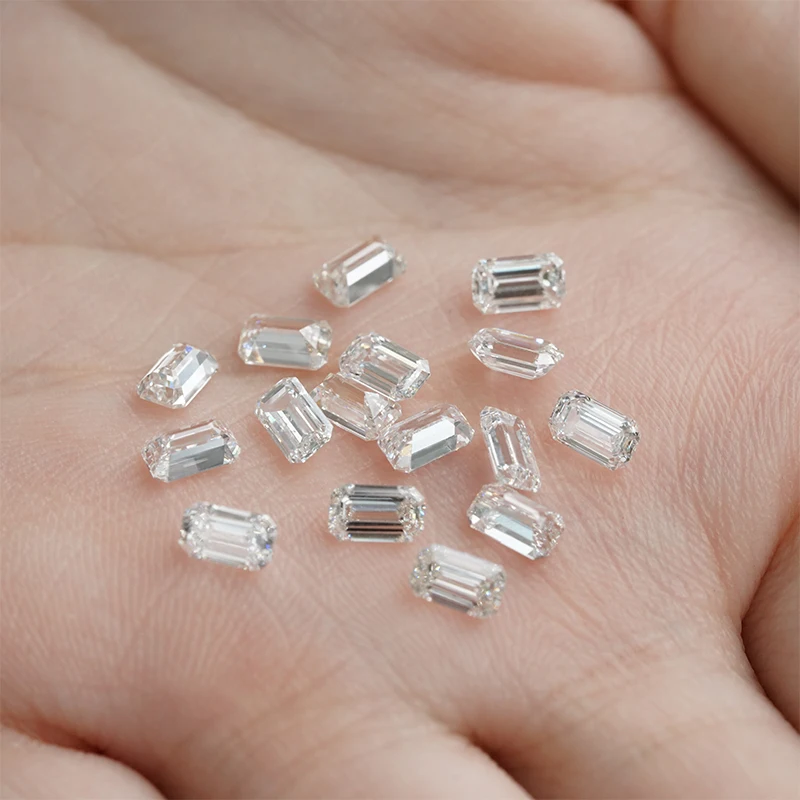 2*3~4*6mm DEF VS Emerald Cut Wholesale Loose Synthetic Lab Grown Diamonds Makie 14k Gold halo Rings Earrings