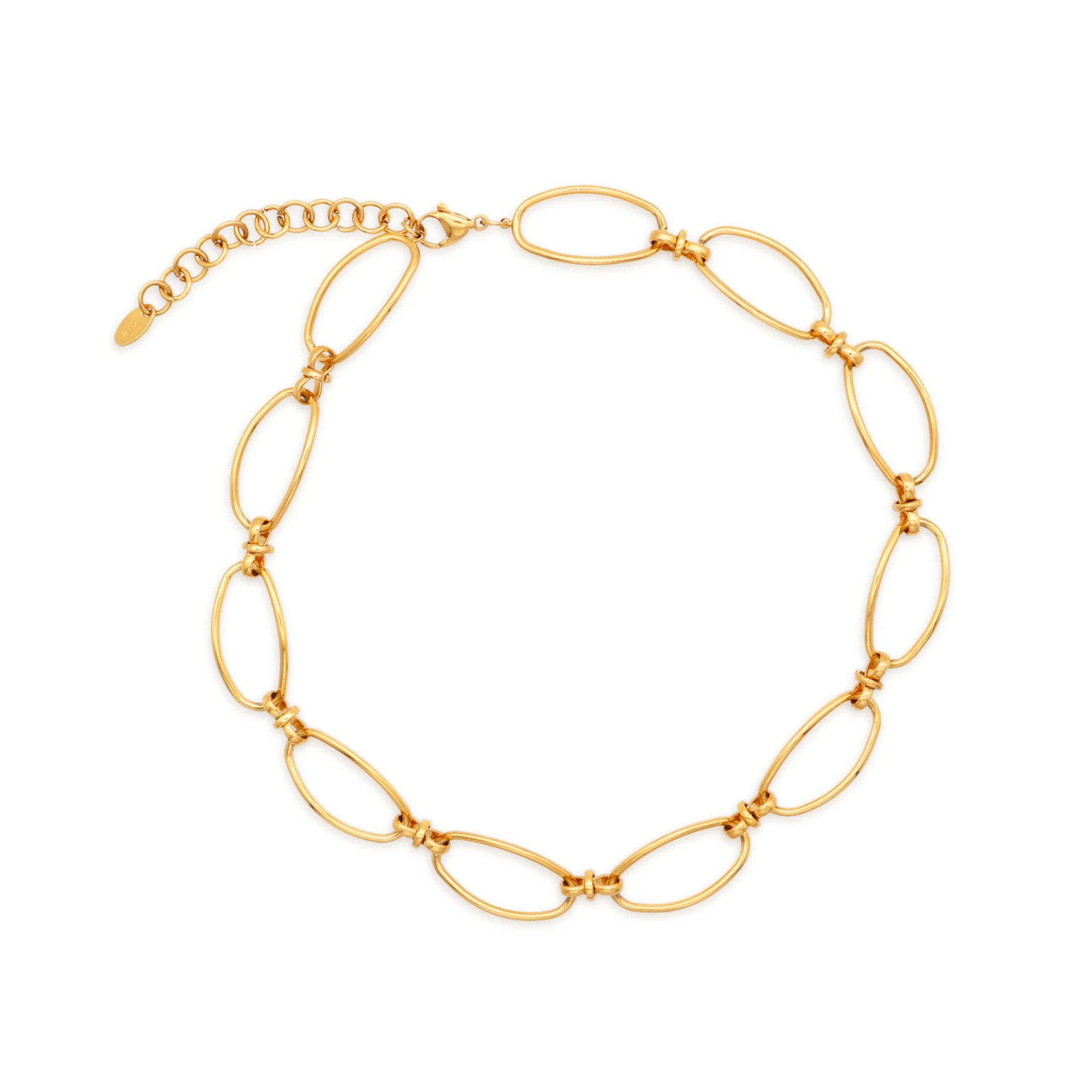 

Chris April in Stock 316L stainless steel simple PVD gold plated oval link chain chocker necklace for women