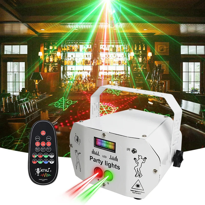 Voice Activated Strobe RGB Mini 3 in 1 Disco Laser Stage Light LED Party DJ Disco Moving Beam Lighting for Party Club Bar