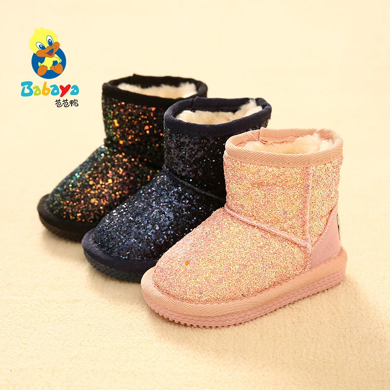 

8788 Winter Girls Colorful glitter Suede Boots, Black/cymbidium/pink