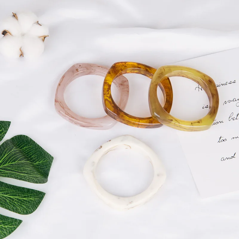 

OUYE Geometric rectangle accessory bracelet acrylic womens bracelets bangles For Women Jewelry 2021 resin bracelets wholesale, Colorful